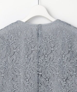 J.PRESS LADIES レースコンビジャージー カットソー グレイッシュブルー系