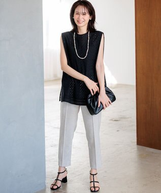 組曲 L 【先行予約】ライトリネンライクテーパード パンツ ベージュ系