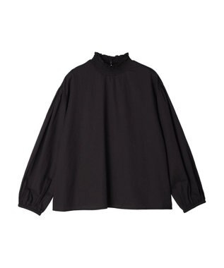 CRAFT STANDARD BOUTIQUE インドコットンシャーリングハイネックブラウス Black