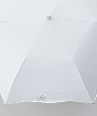 AURORA 【 NINA RICCI（ニナリッチ）】アップリケ刺しゅう/パイピング晴雨兼用傘（折りたたみ傘） シルバーグレー