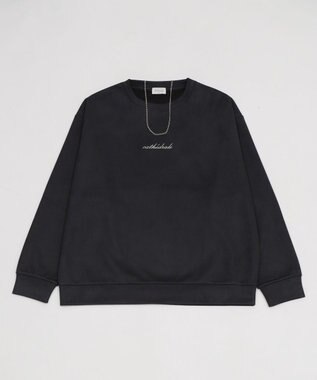 WEGO 【ユニセックス着用ITEM/2点SET/MLサイズ展開】アクセ付きフェイクスウェードプルオーバー ブラック中濃色