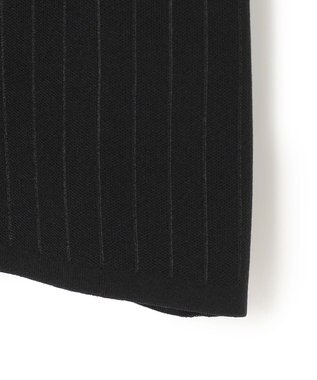 ICB 【洗える】 ストライプパターン ニットトップス ブラック系