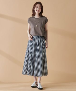 ANY L 【接触冷感/UVケア】ビューティベーシックノースリーブテールTシャツ ブラウン