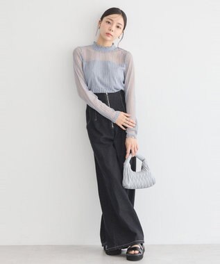 earth music&ecology レースドッキングプルオーバー Grayish Blue