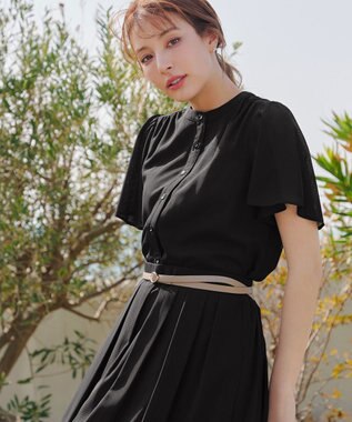 Tiaclasse 【セットアップ対応・洗える】シアーチェックブラウス ブラック