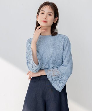 組曲 L 【23SS】ラッセルフラワーレースブラウス サックスブルー系