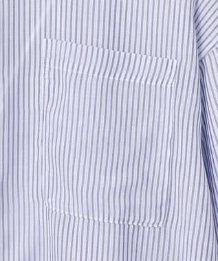 ANY L シアーストライプシャツ オフ×ブルー