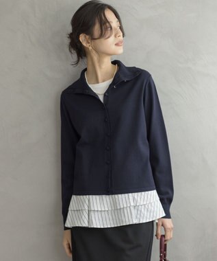 組曲 【前後着用可 / 加藤ローサさん着用】スムースストレッチタートル ニット ネイビー系