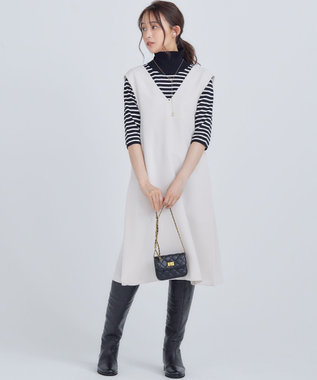 組曲 L ライトダブルクロス ジャンパーワンピース サンドベージュ系