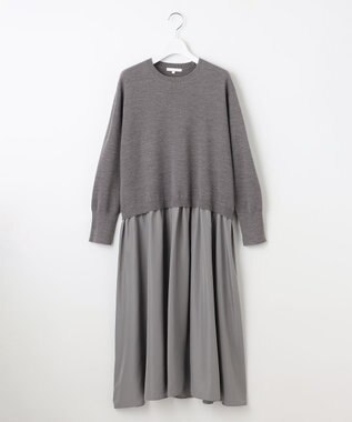 自由区 【カタログ掲載】ウールミラノ異素材 ワンピース グレー