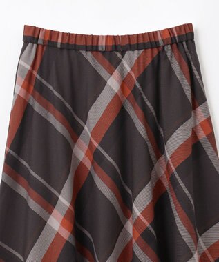 ANY L 【親子連動/洗濯機可能/ウエストゴム】チェックフレアスカート オレンジチェック