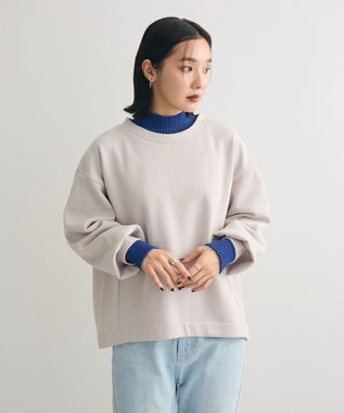 Green Parks 配色リブニットドッキング裏起毛プルオーバ Light Gray