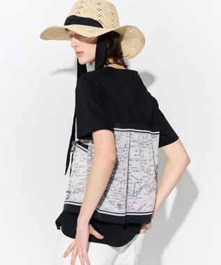 23区 S 【先行予約】スカーフコンビジャージー カットソー ブラック×オフ