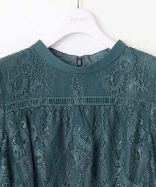 ANY SIS 【洗える】レーシーケープ ドレス ダスティグリーン