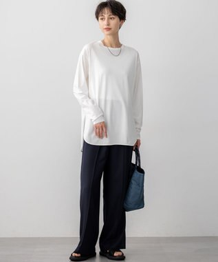 23区 【滝沢眞規子さん着用/VERY掲載/洗える】TWビエラ タック ワイド パンツ ネイビー系