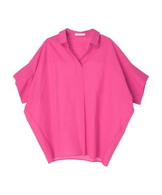 Green Parks 綿麻混スキッパーシャツ Shocking Pink