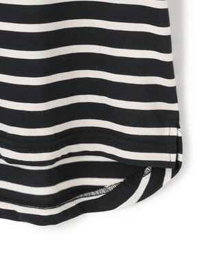 J.PRESS YORK STREET 【WOMEN】ボーダーキャップスリーブ Tシャツ ブラック系1