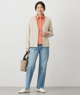 J.PRESS LADIES ジャージー Vネック カーディガン ベージュ系