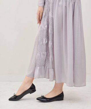 Bridget Birkin 【Bridget Birkin】ポインテッドリボンレインフラットパンプス ブラックエナメル