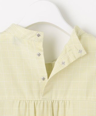 J.PRESS LADIES S 【洗える】セルロース チェック スタンドカラー ブラウス ピスタチオ系3