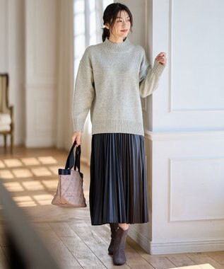 ANY ラムウールボトルネックプルオーバー ライトグレー