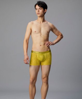 WACOAL MEN ボクサーパンツ【レースボクサー】フロント快適グラマラス 通気性 フリーなカッティング(裾部分) 前閉じ レース 下着 GT3341 /ブロス バイ ワコールメン イエロー