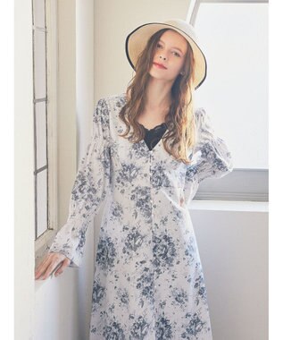 Maison de FLEUR フラワープリントワンピース Gray