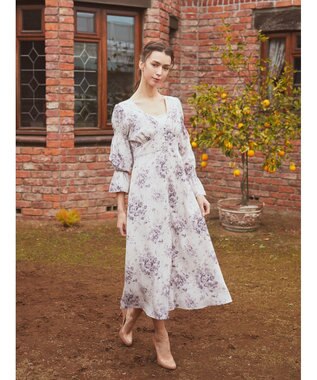 Maison de FLEUR フラワープリントワンピース Pink Beige