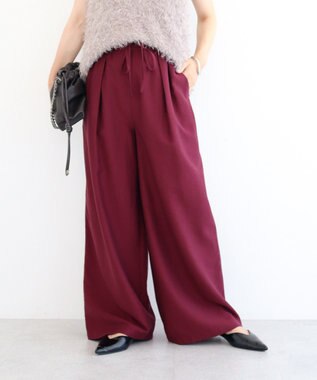 Green Parks 共ベルト付きツイルカラーパンツ Bordeaux