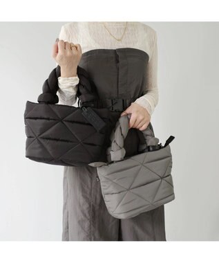 PELLE BORSA キルティング ミドルトートバッグ Puffy パフィ 5822 ブラック