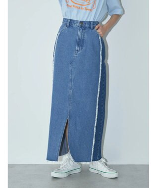 earth music&ecology Ｌｅｅ×ｅ．ｍ．ａ．ｅ　切替デニムスカート Indigo