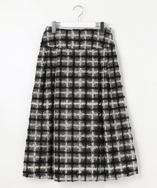 Feroux ラメチェック フレアスカート ブラック系