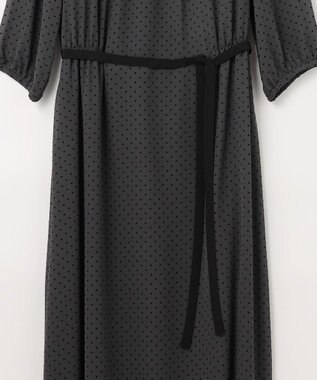 J.PRESS LADIES L 【洗える】ドットフロッキープリント ワンピース スレートベース系