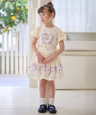 ANY KIDS フラワー 刺繍 Tシャツ エクリュ