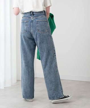 WEGO ウエストフィットワイドストレートデニムパンツ デニム中濃加工色