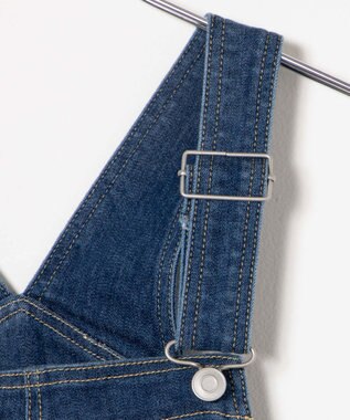 WEGO ハイウエストストレッチフレアデニムサロペット デニム中濃色