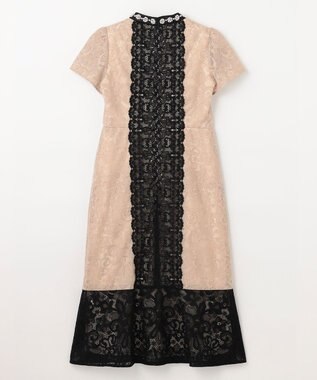 GRACE CONTINENTAL ビジュー衿レースドレス ベージュ