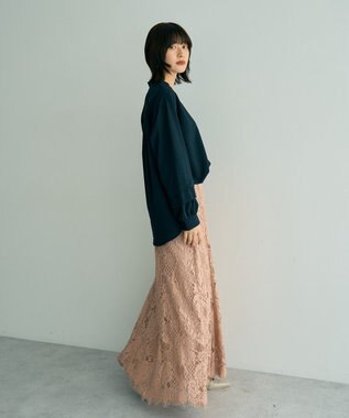 YECCA VECCA 2way裾アレンジパール釦ブラウス Navy