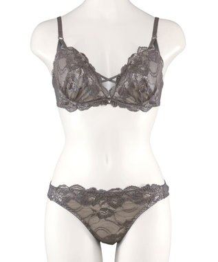 San-ai Resort（三愛水着楽園） 【WEB限定】【プチプラブラセット】純欲カラーヌーディーレーシーストリングブラ＆ショーツセット 【northerly】 Nグレー
