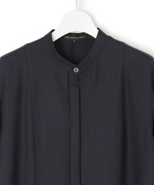 23区 L 【洗える】TWビエラ シャツワンピース ネイビー系