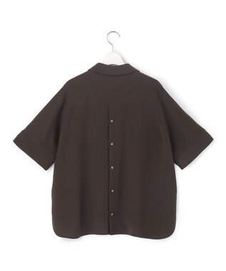 23区 S 【先行予約】ストレッチジョーゼット スキッパーネック ブラウス ダークブラウン系