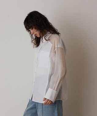 GRACE CONTINENTAL シアーコンビオーバーシャツ ホワイト