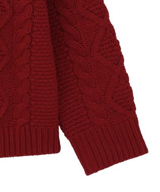 earth music&ecology 【一部予約】フラワーモチーフトグルボタンニットカーディガン Red