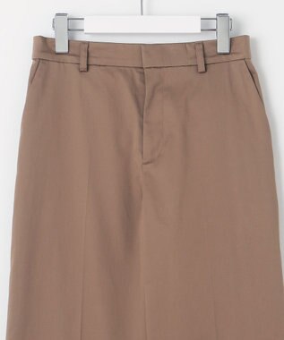 自由区 L 【接触冷感・洗える】コットンサテンストレッチクロップド丈ワイド パンツ モカ