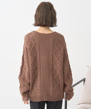 earth music&ecology 【一部予約】フラワーモチーフトグルボタンニットカーディガン Brown