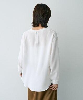 YECCA VECCA リブMIXジョーゼットブラウス Off White