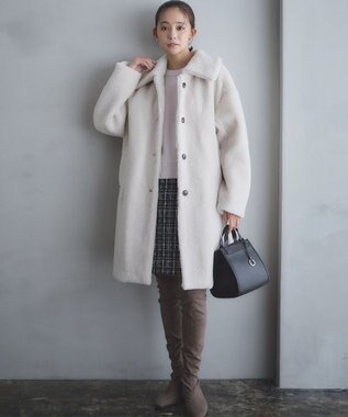 組曲 【8色展開・前後着用可】ウールカシミヤミックス パフスリーブ ニット アイスピンク系