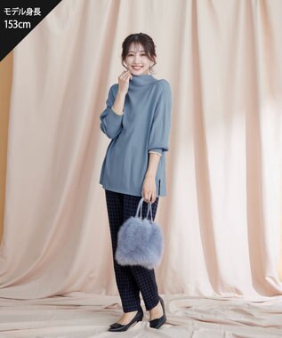 Tiaclasse 【安田美沙子さん着用・洗える】T/R両面起毛ストレッチパンツ ネイビーチェック