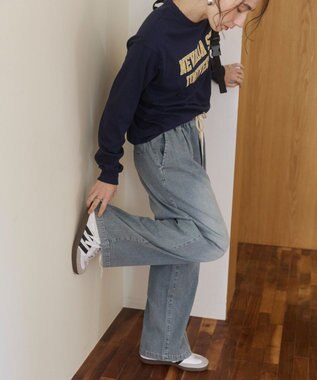 WEGO 【ANGIE VINTAGE】デニムイージーパンツ サックス