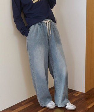 WEGO 【ANGIE VINTAGE】デニムイージーパンツ サックス